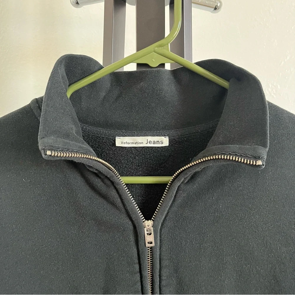 Reformation 1/4 zip black cropped sweater - Picture 2 of 5